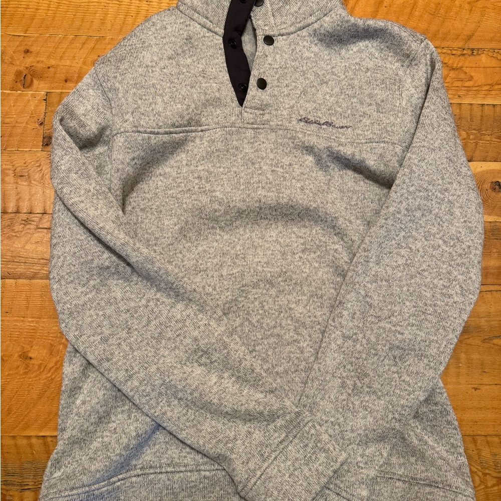 Eddie Bauer Gray 1/4 button Sweater with Relaxed Fit